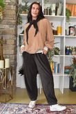 Terry B Lantern Sleeve Sweatshirt Caramel